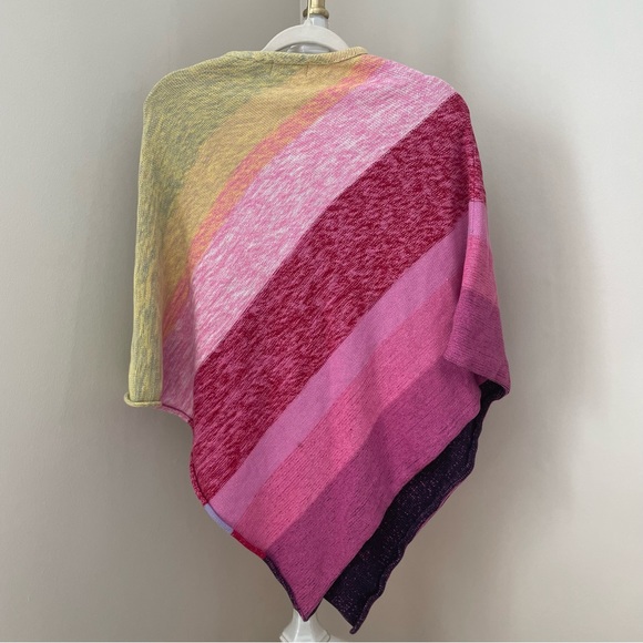 Cousin Johnny Anthropologie Poncho Shawl Wrap Vibrant Summer Stripe One Size - Picture 3 of 4